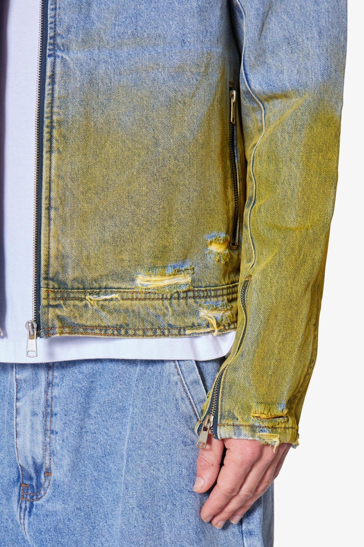 Dual Gradient Washed Denim Jacket - Blue Product Image