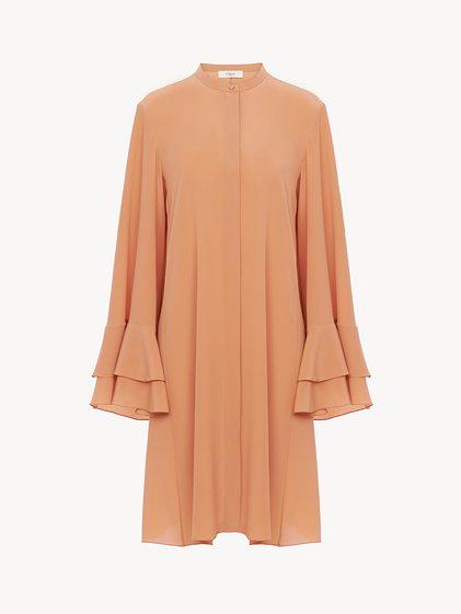 Fluid short dress in crêpe de chine Product Image