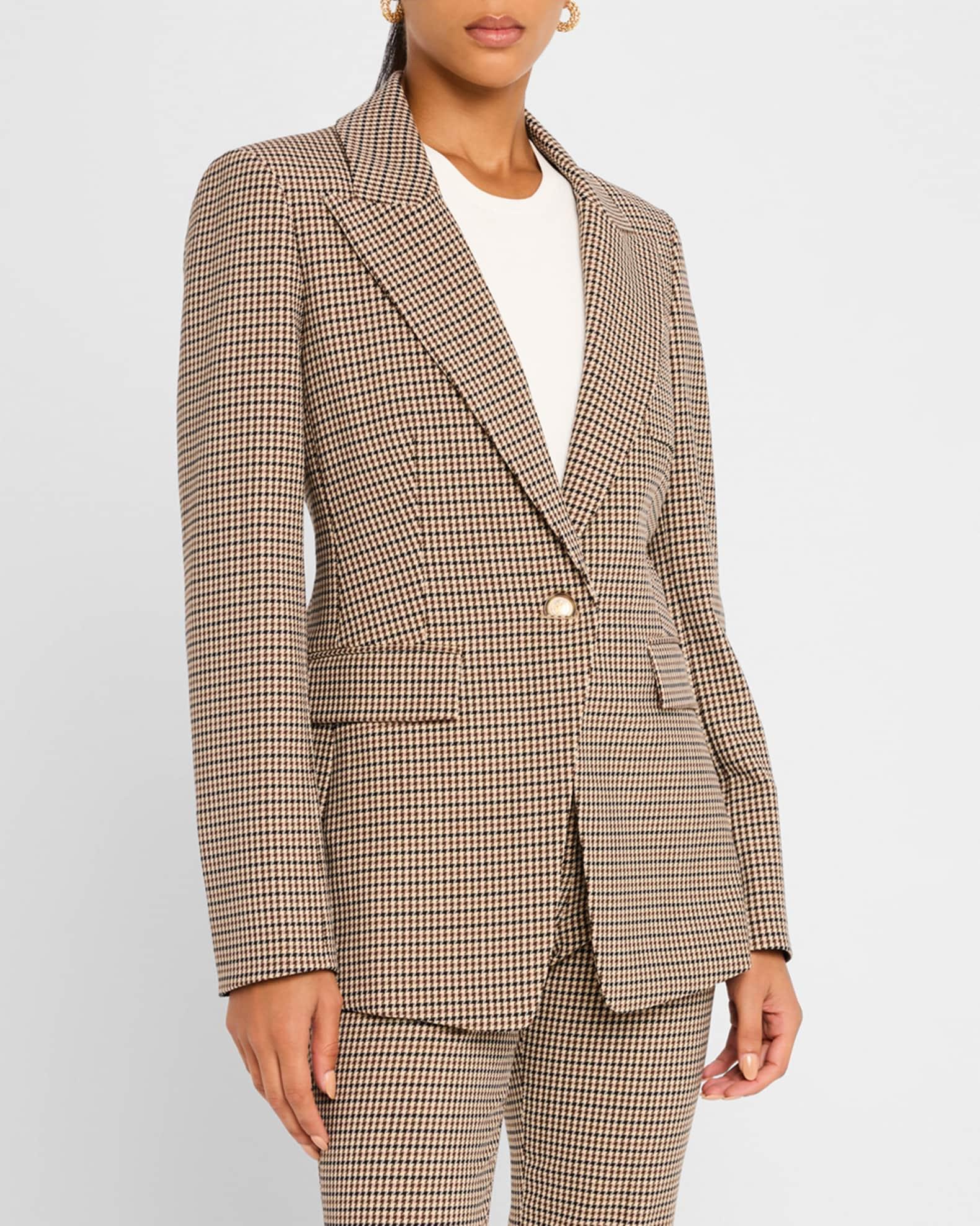 Livvy Single-Button Houndstooth Dickey Jacket Product Image