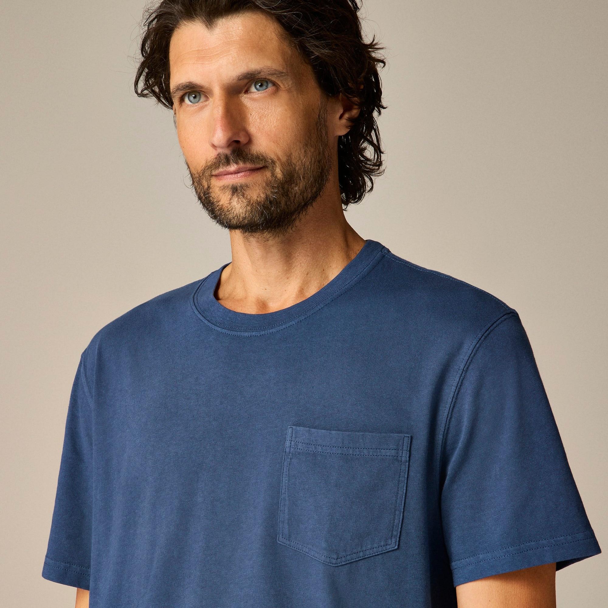 Vintage-wash cotton pocket T-shirt Product Image