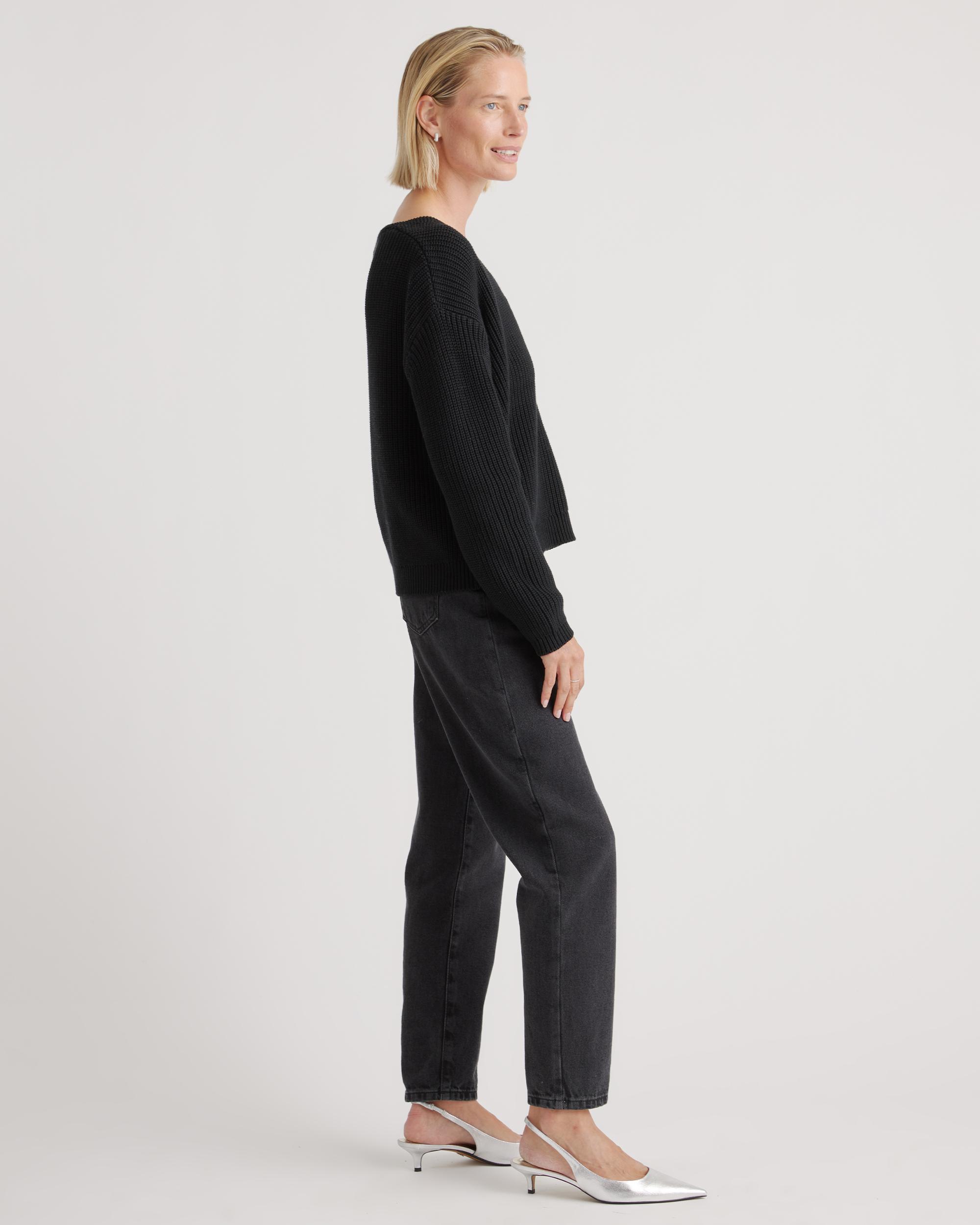 Quince | Women's Fisherman V-Neck Sweater Size XS, Organic Cotton Product Image