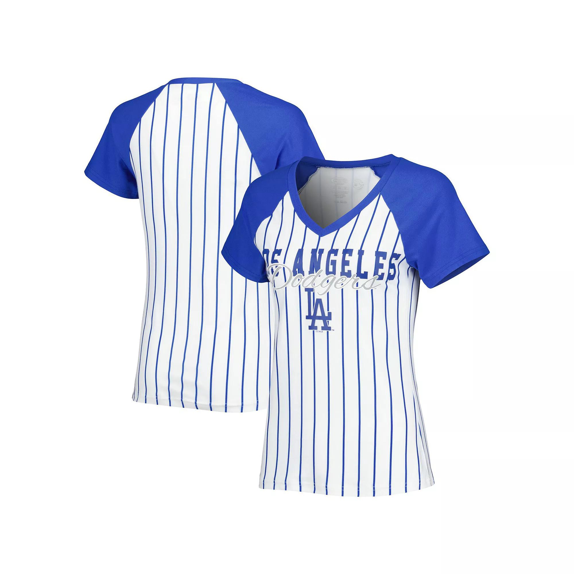 Women's Concepts Sport White Los Angeles Dodgers Reel Pinstripe Nightshirt, Size: Small Product Image