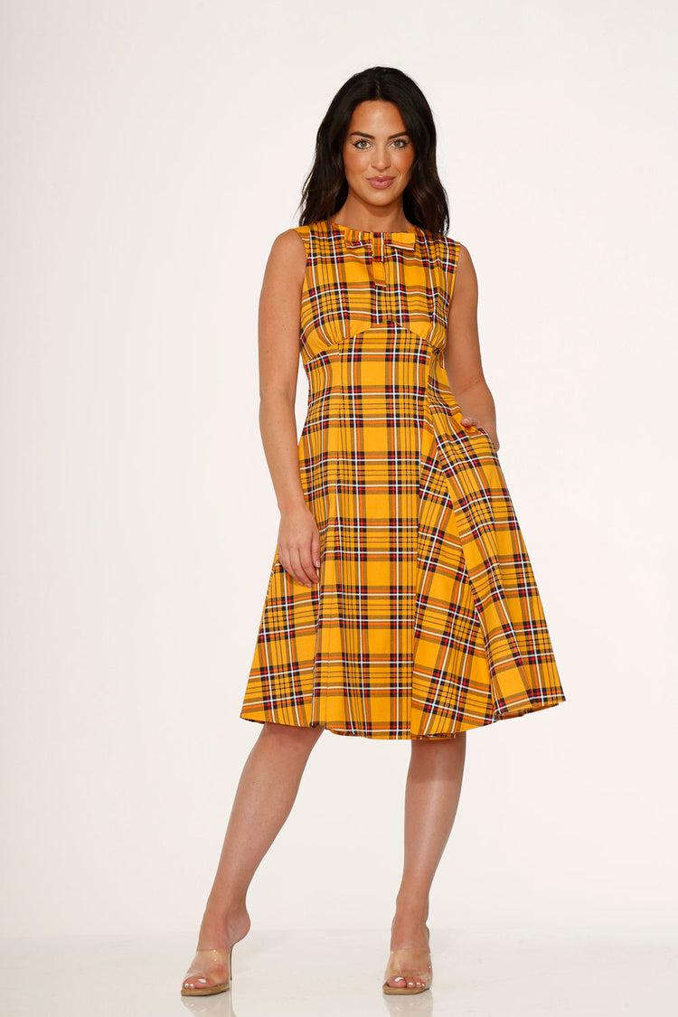 Yellow Plaid Swing Dress Product Image