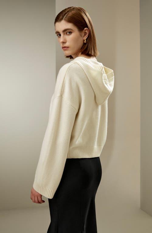 Lilysilk Cropped Wool-Cashmere  Blend Hoodie for Women in Avocado Green at Nordstrom, Size Large Product Image