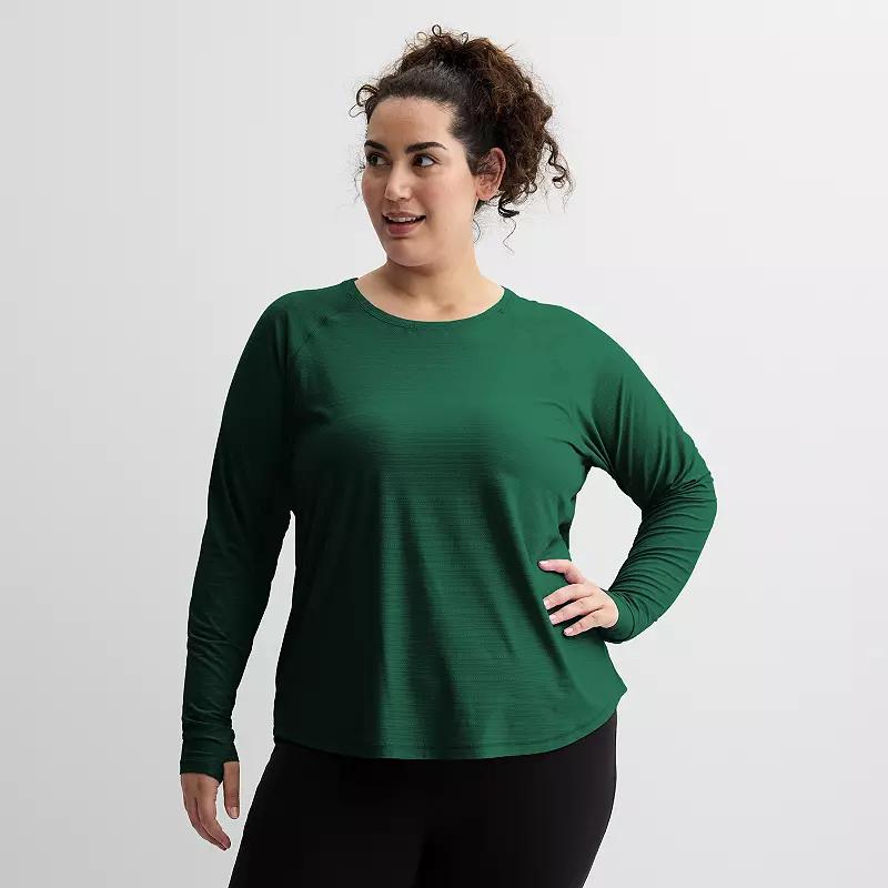 Plus Size Tek Gear® Mesh Long Sleeve T-Shirt, Women's, Size: 1XL, Rugged Green Product Image