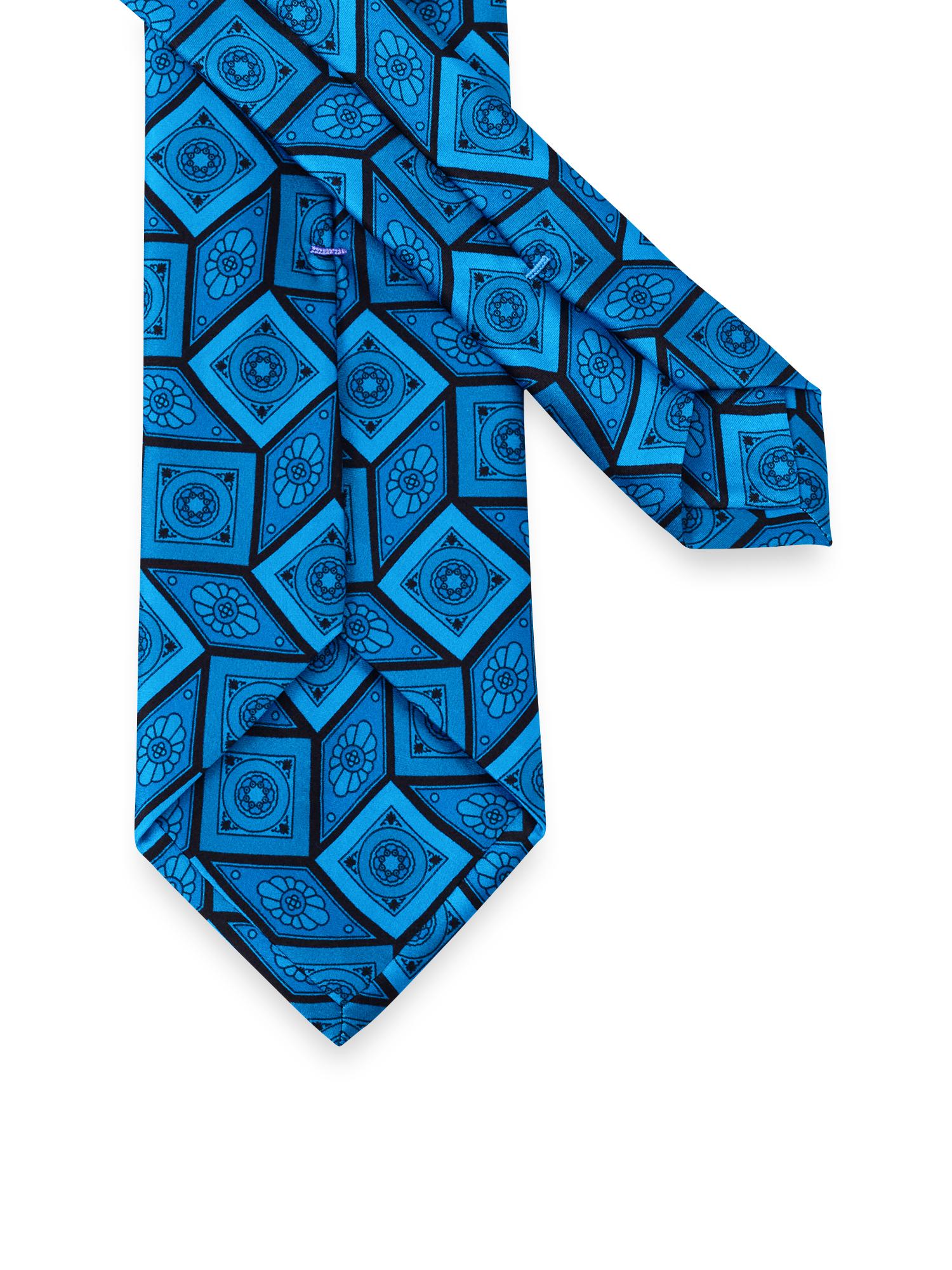 Medallion Woven Silk Tie - Teal Product Image