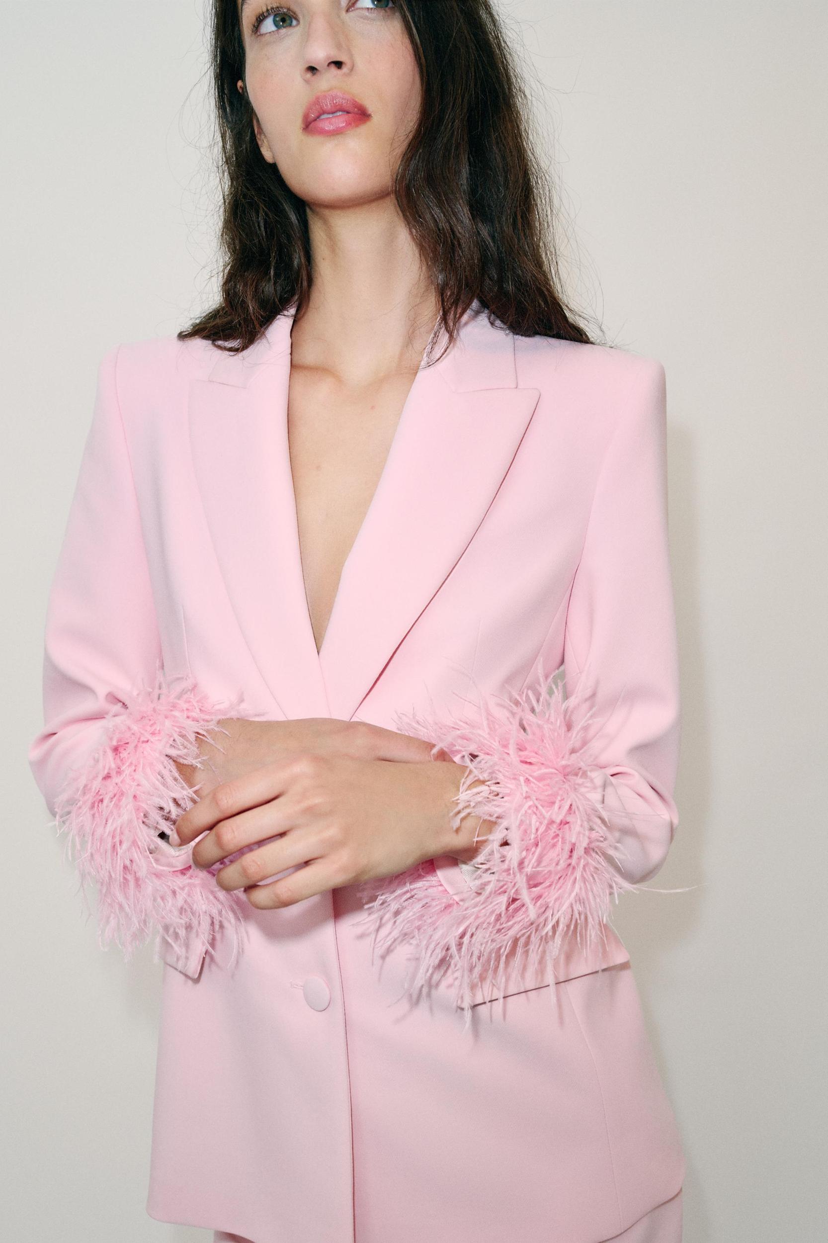 BLAZER WITH FEATHER CUFFS Product Image