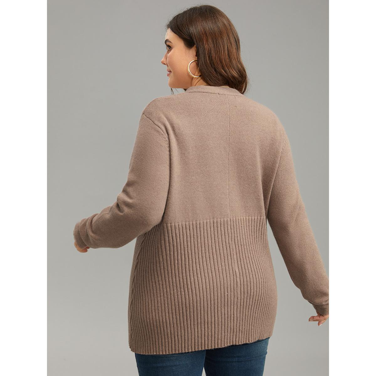 Plus Size Supersoft Essentials Plain Button Up Texture Cardigan Rouge Women Casual Loose Long Sleeve Dailywear Cardigans BloomChic 30/6X Product Image