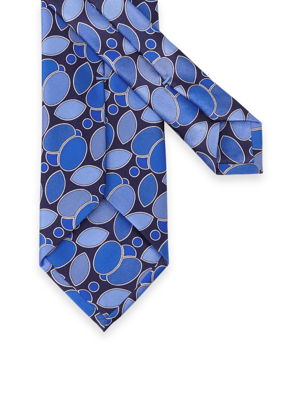 Medallion Printed Italian Silk Tie - Blue Product Image