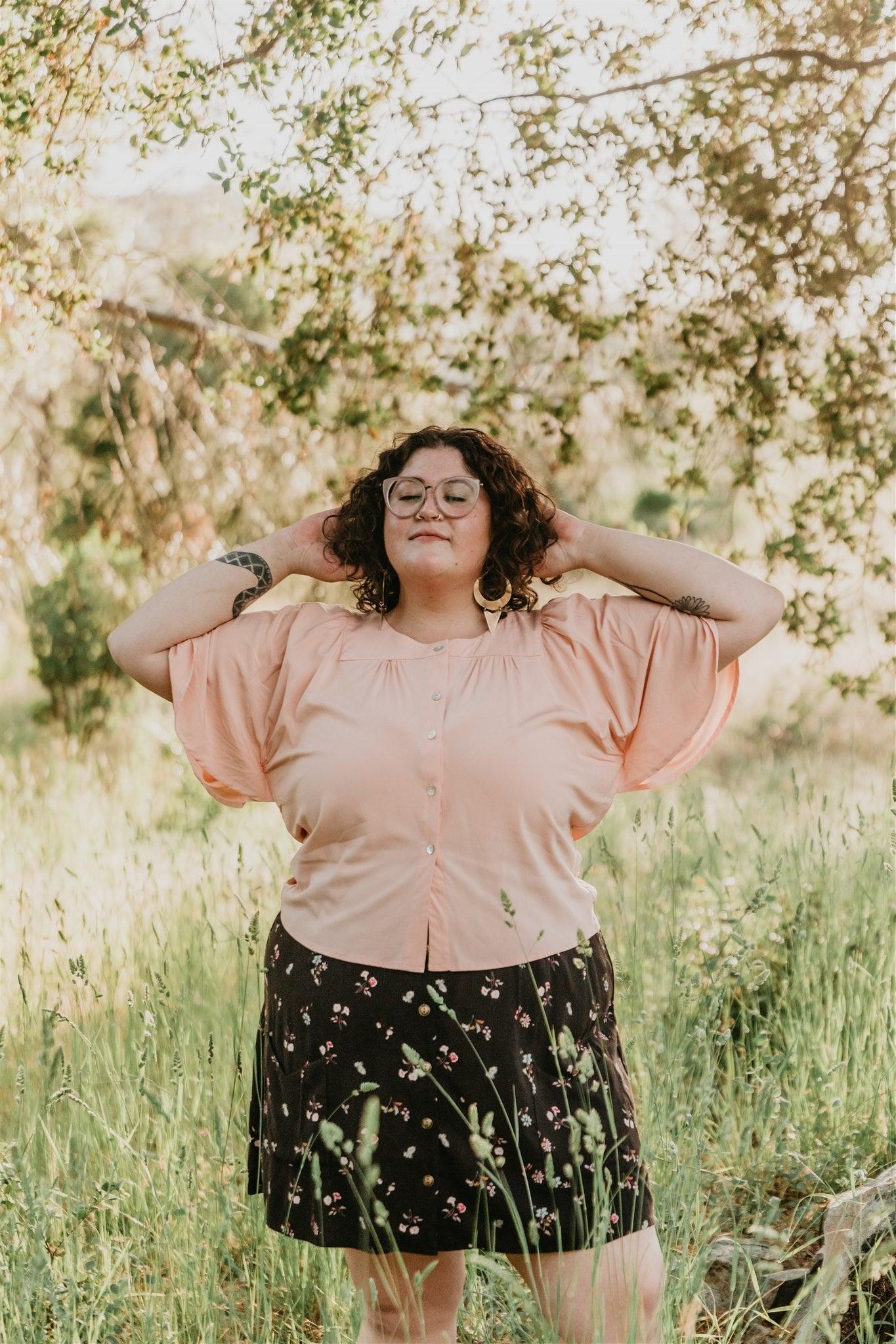 Flutter Top in Pink Blush Challis Product Image