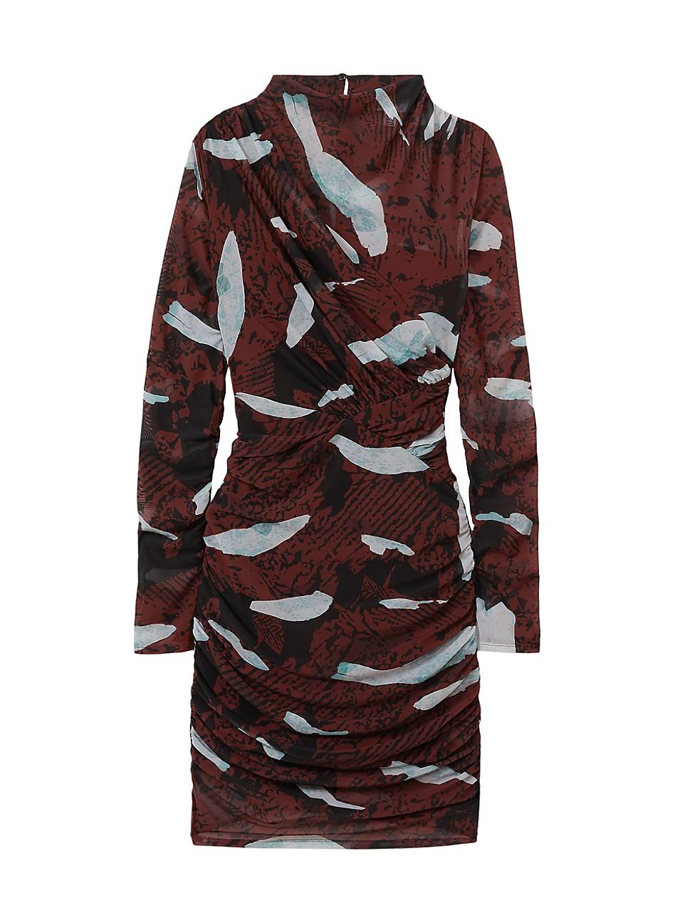 Womens Kallie Ruched Mesh Sheath Minidress Product Image