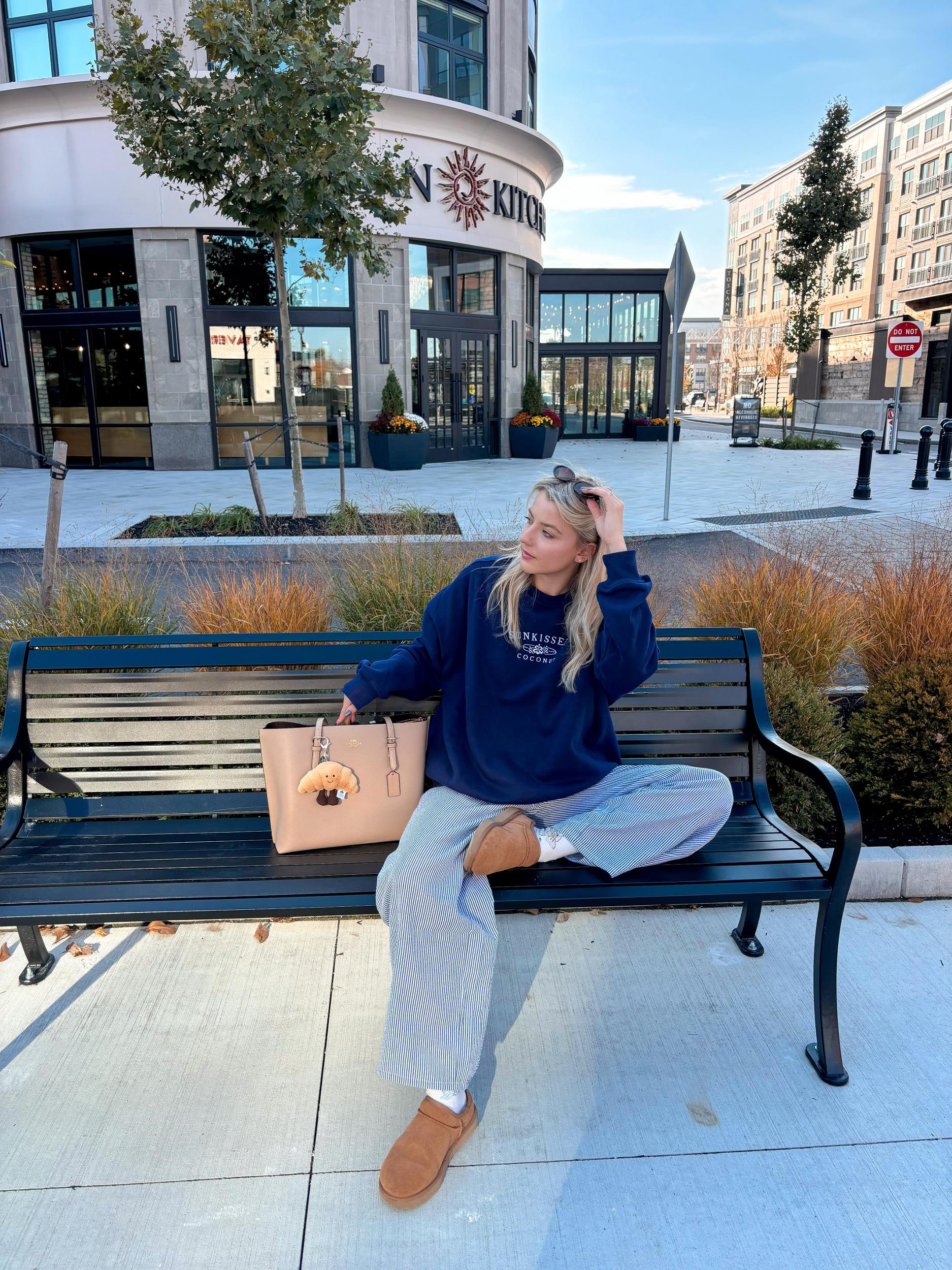 Navy Blue Sunkissedcoconut Embroider Sweatshirt Product Image