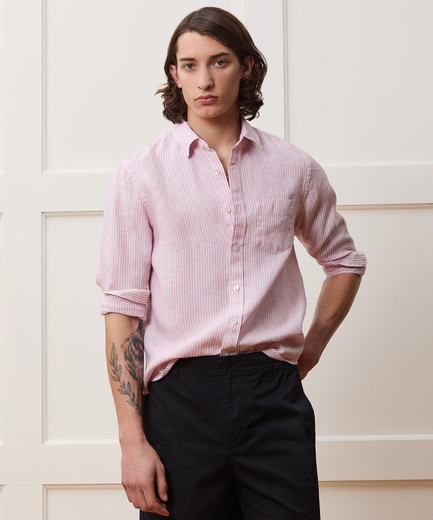 Slim Sea Soft Irish Linen Point Collar Shirt Product Image
