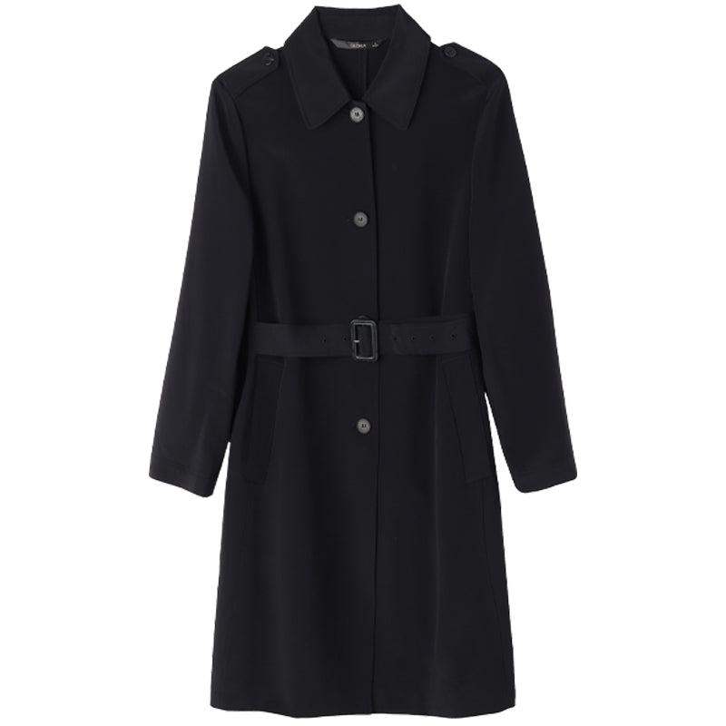 Lapel Mid-Length Women Trench Coat With Belt Product Image