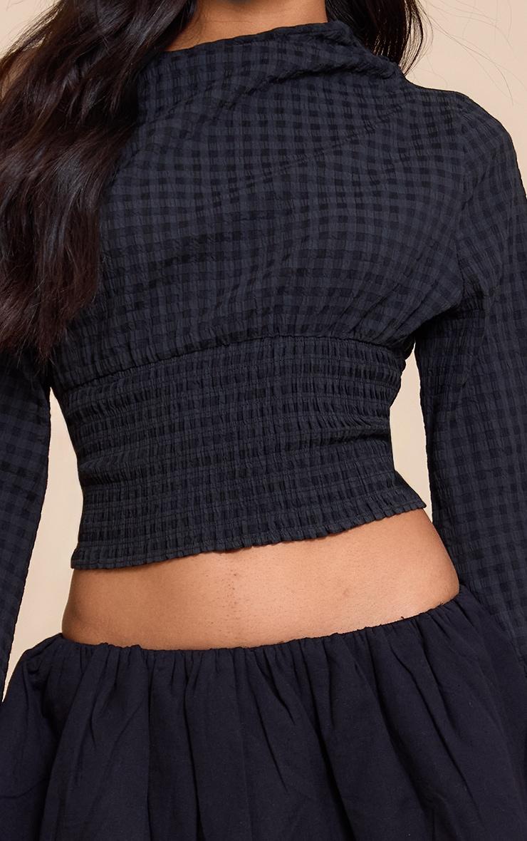 Black Asymmetric Ruched Detail Top Product Image
