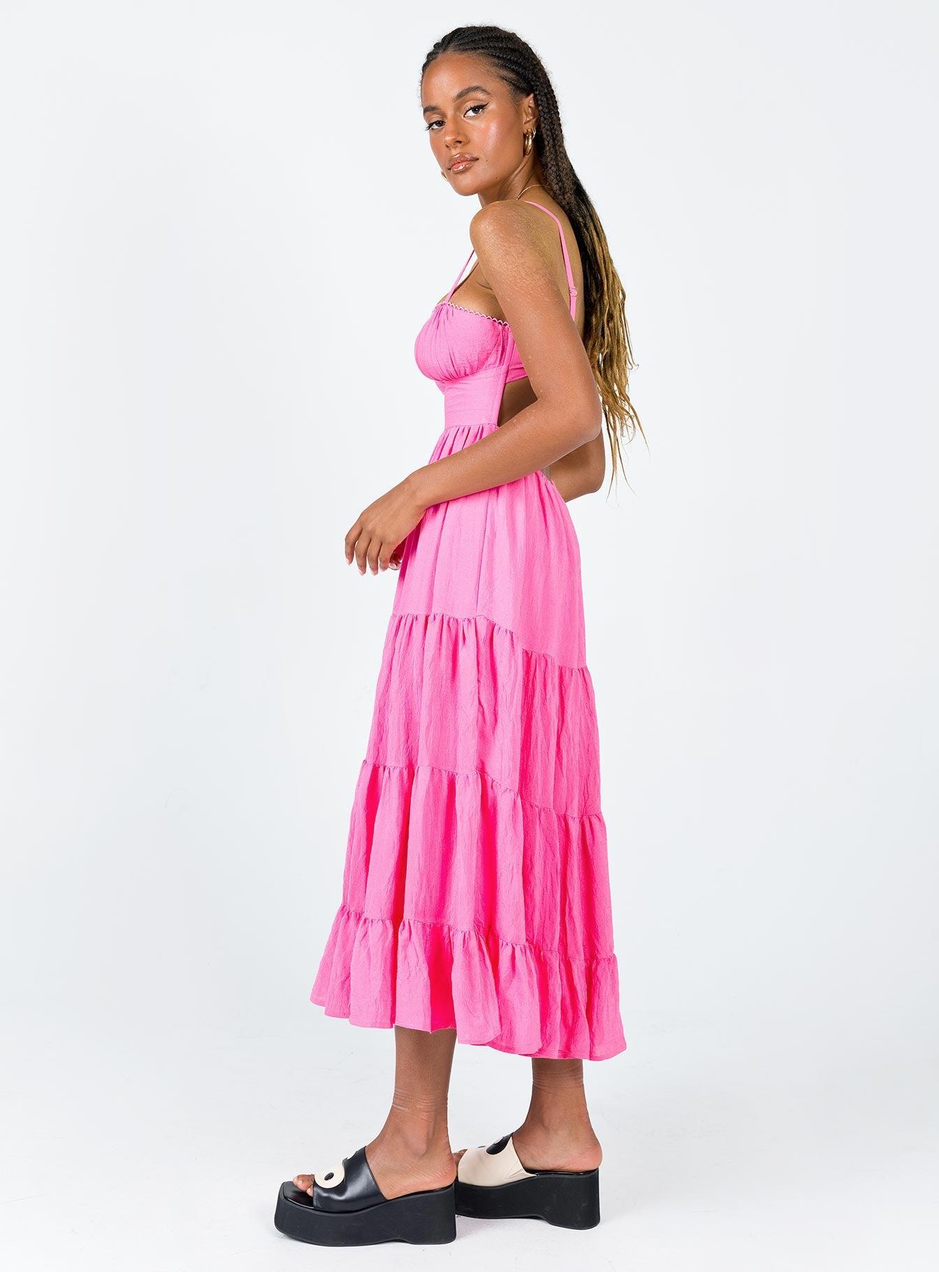 Joella Midi Dress Pink Product Image