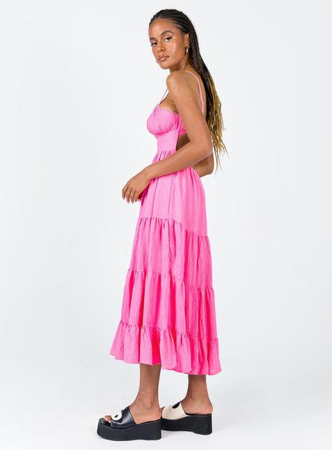 Joella Midi Dress Pink Product Image