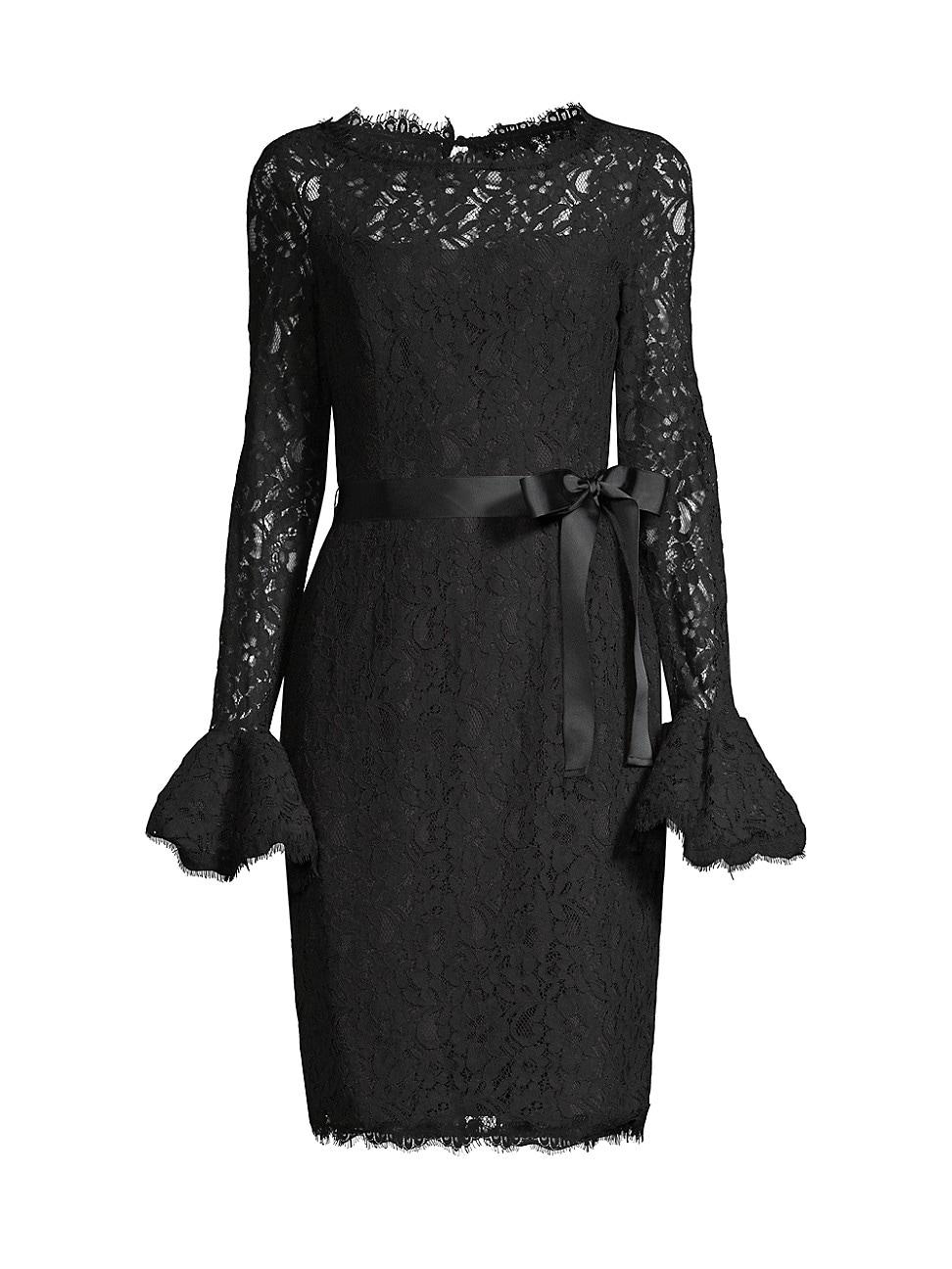 Womens Lace Bell-Sleeve Sheath Dress Product Image