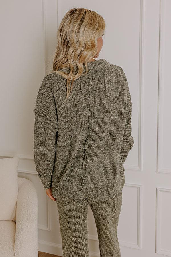 Cozy Haven Vintage Wash Knit Top in Olive Product Image