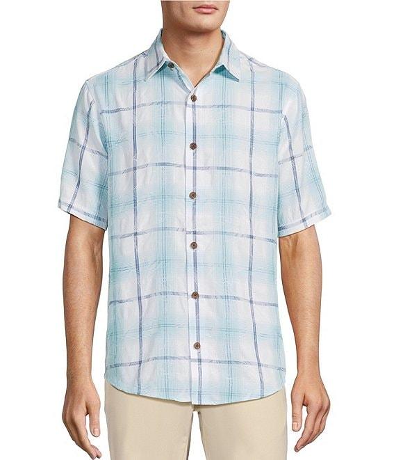 Caribbean Plaid Textured Short Sleeve Woven Shirt Product Image