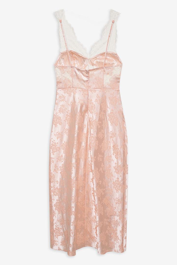 Audrey Jacquard Midi Slip — Peach Product Image