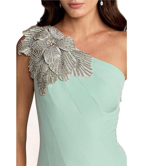 Mac Duggal Crepe One Shoulder Mermaid Midi Dress With Flower Product Image