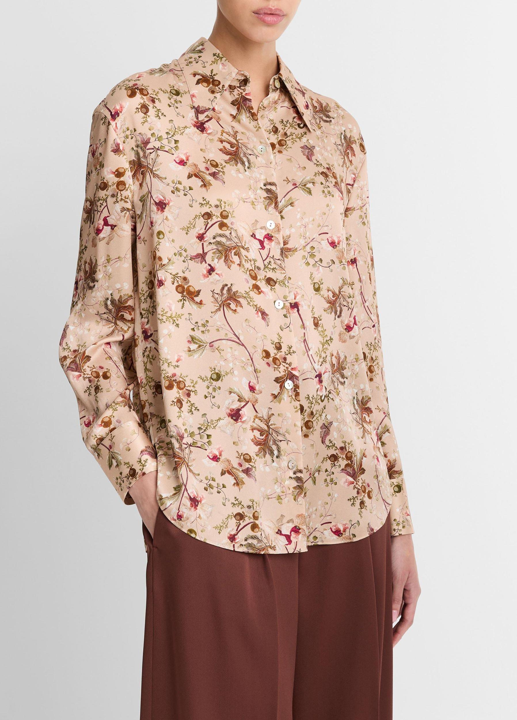 Orchid Vine Silk Bias Long-Sleeve Blouse Product Image