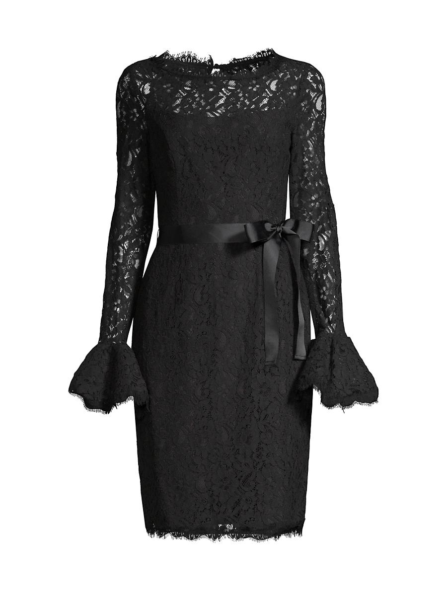 Womens Lace Bell-Sleeve Sheath Dress Product Image