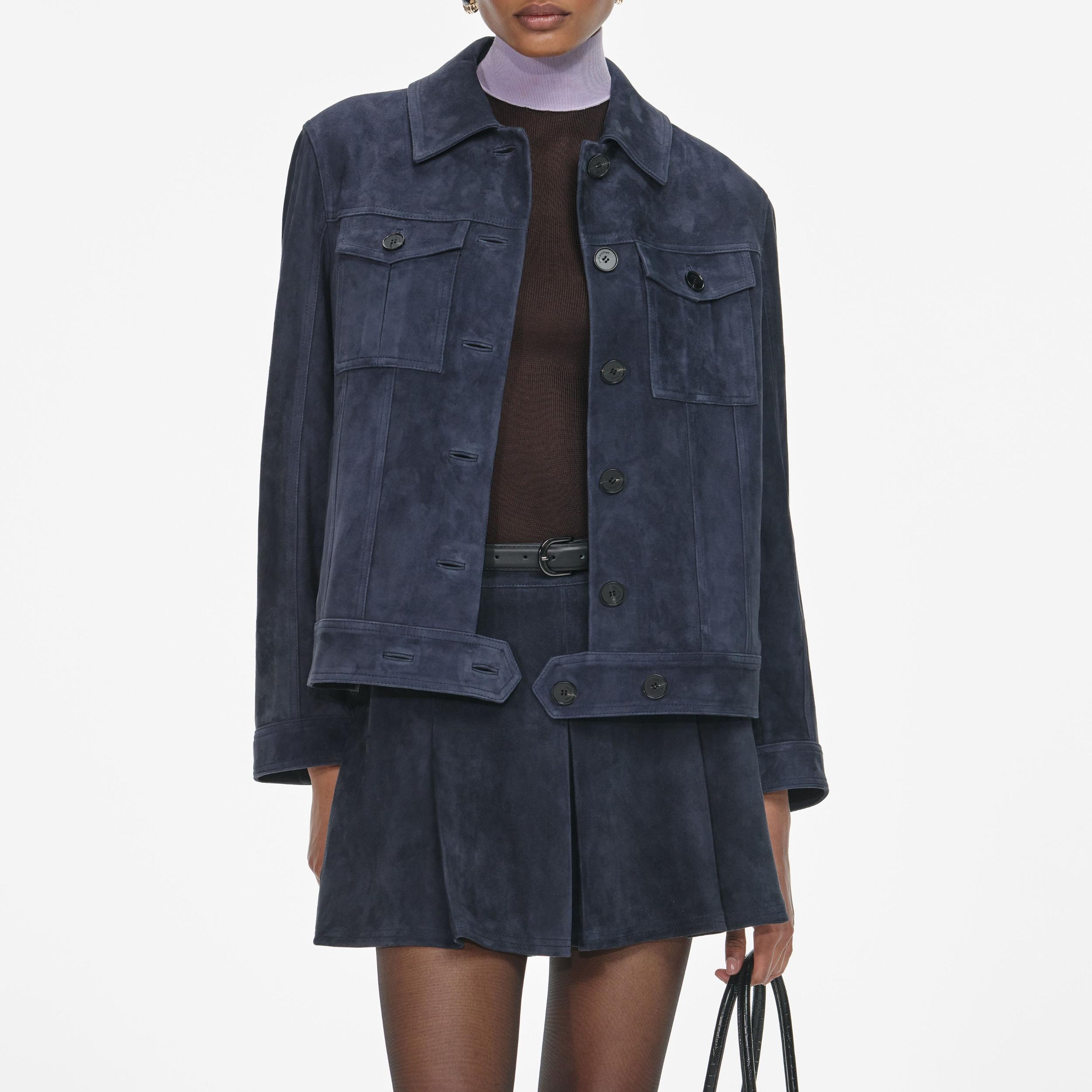 Navy Suede Jacket Product Image