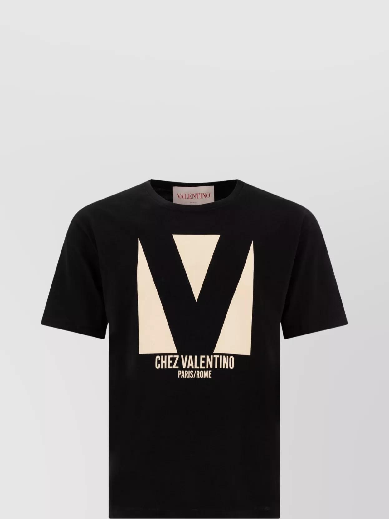 VALENTINO Crew Neck Short Sleeves T-shirts In Black Product Image
