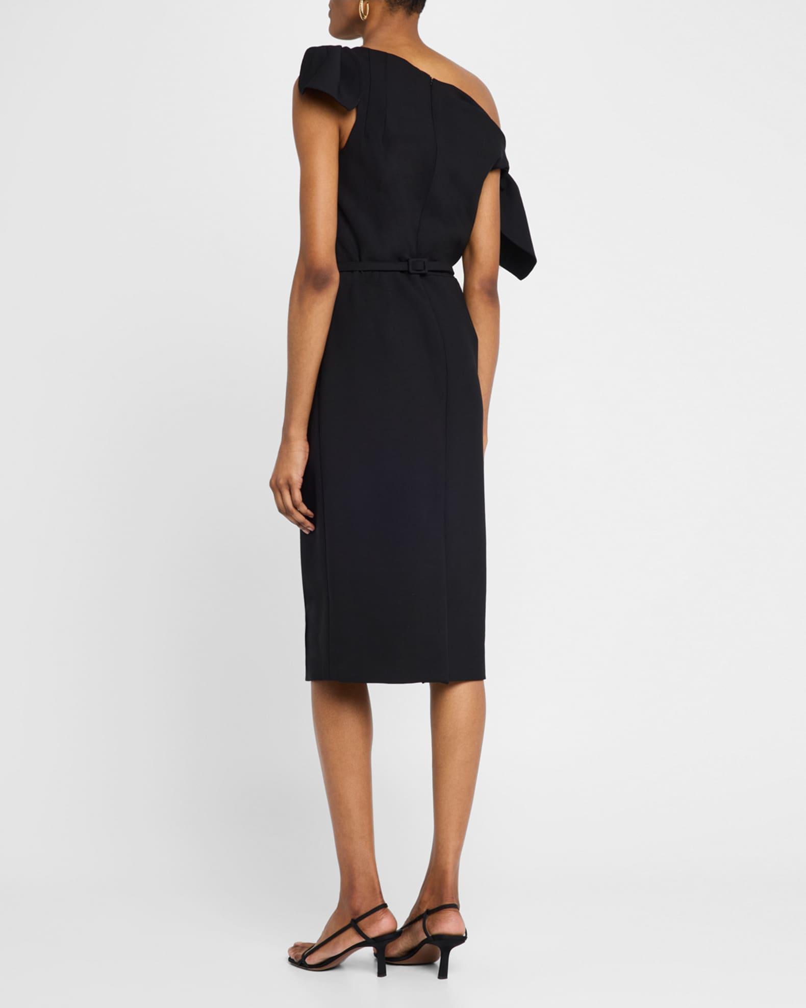 Draped Off-The-Shoulder Belted Wool Dress Product Image