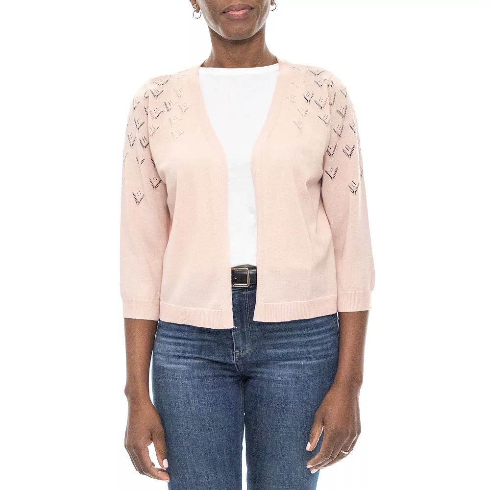 Women's Nina Leonard Pointelle Bolero Jacket, Size: Medium, Blush Product Image