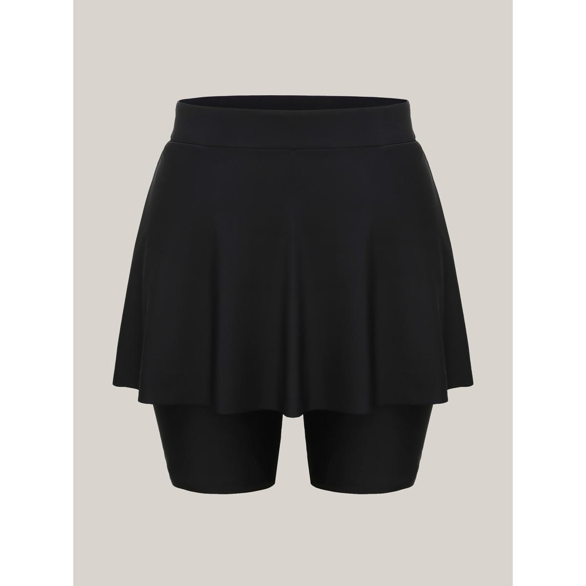 Plus Size Anti Float Tie Pockets Swim Bottoms Women's Swimwear Black Resort High stretch Bodycon High Rise Side seam pocket Curve Swim Bottoms BloomChic 12/L Product Image