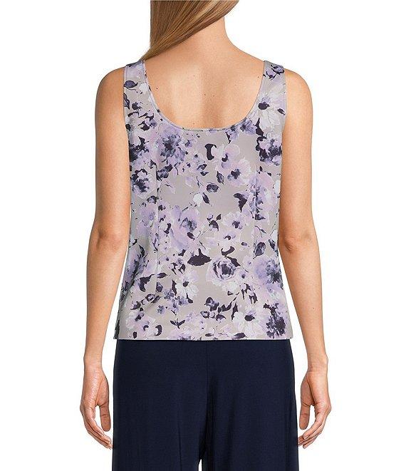 Alex Evenings Petite Size Floral Print 3/4 Sleeve Notch Lapel Collar Crepe Twinset Product Image