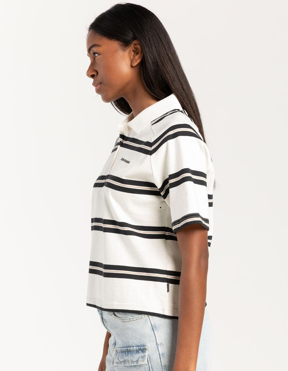 CONVERSE Marquis Womens Polo Shirt - WHT/BLK Product Image