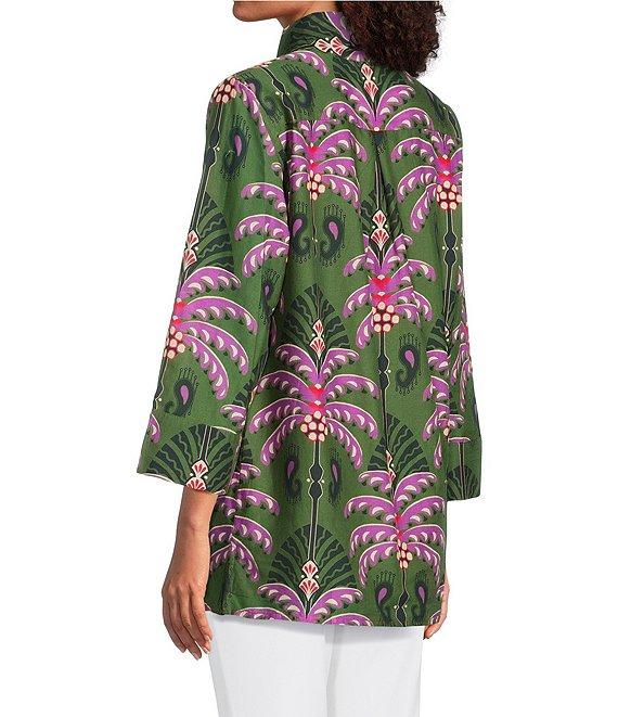 Jude Connally Cricket Decorative Fan Pool Print Stand Collar 3/4 Sleeve Top Product Image