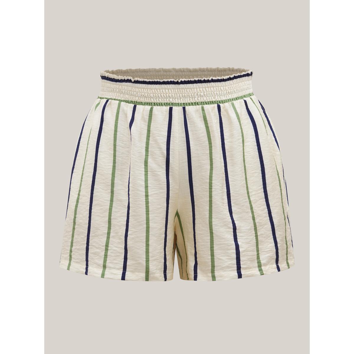 Plus Size Colorful Stripes Flowy Loungewear Set Women Multicolor Roll Hem Short sleeve Boat Neck Leisure Loungewear Sets BloomChic 28/5X Product Image