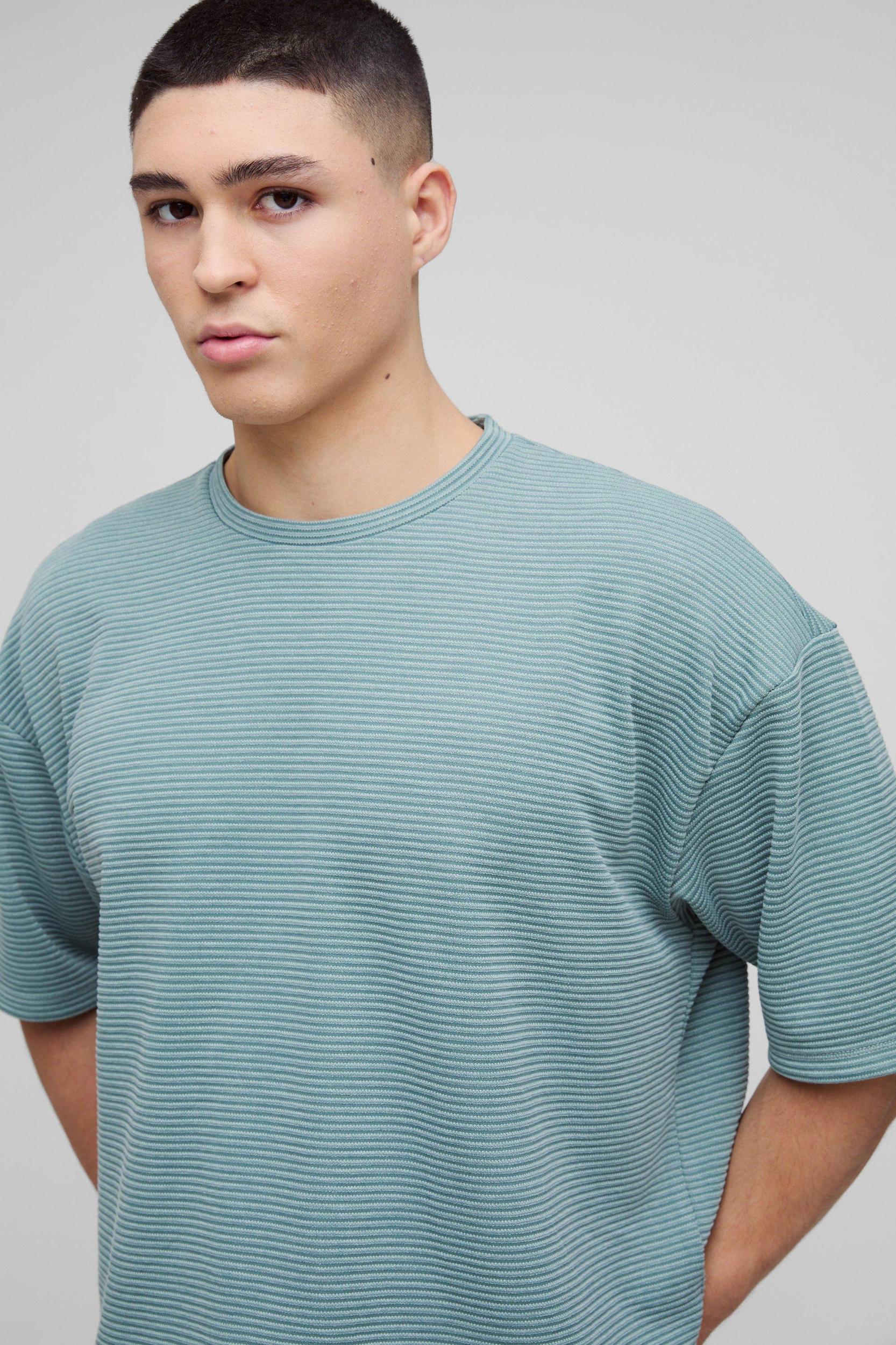 Oversized Boxy Ribbed T-Shirt | boohooMAN USA Product Image