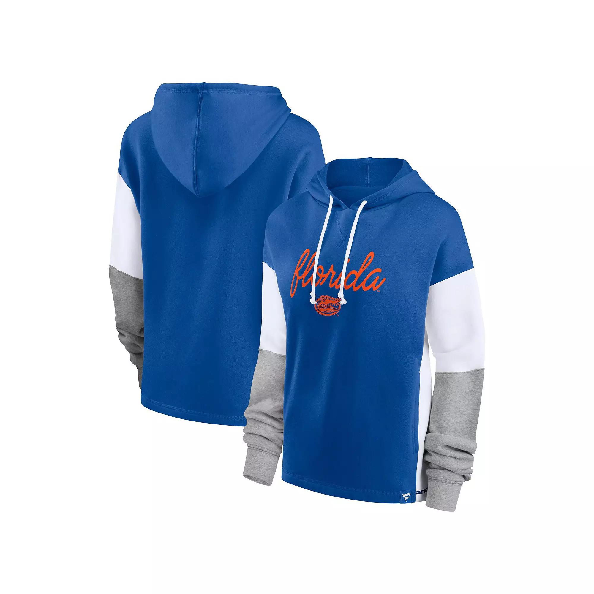 Women's Fanatics Branded Royal/White Florida Gators Play It Safe Colorblock Pullover Hoodie,  Product Image