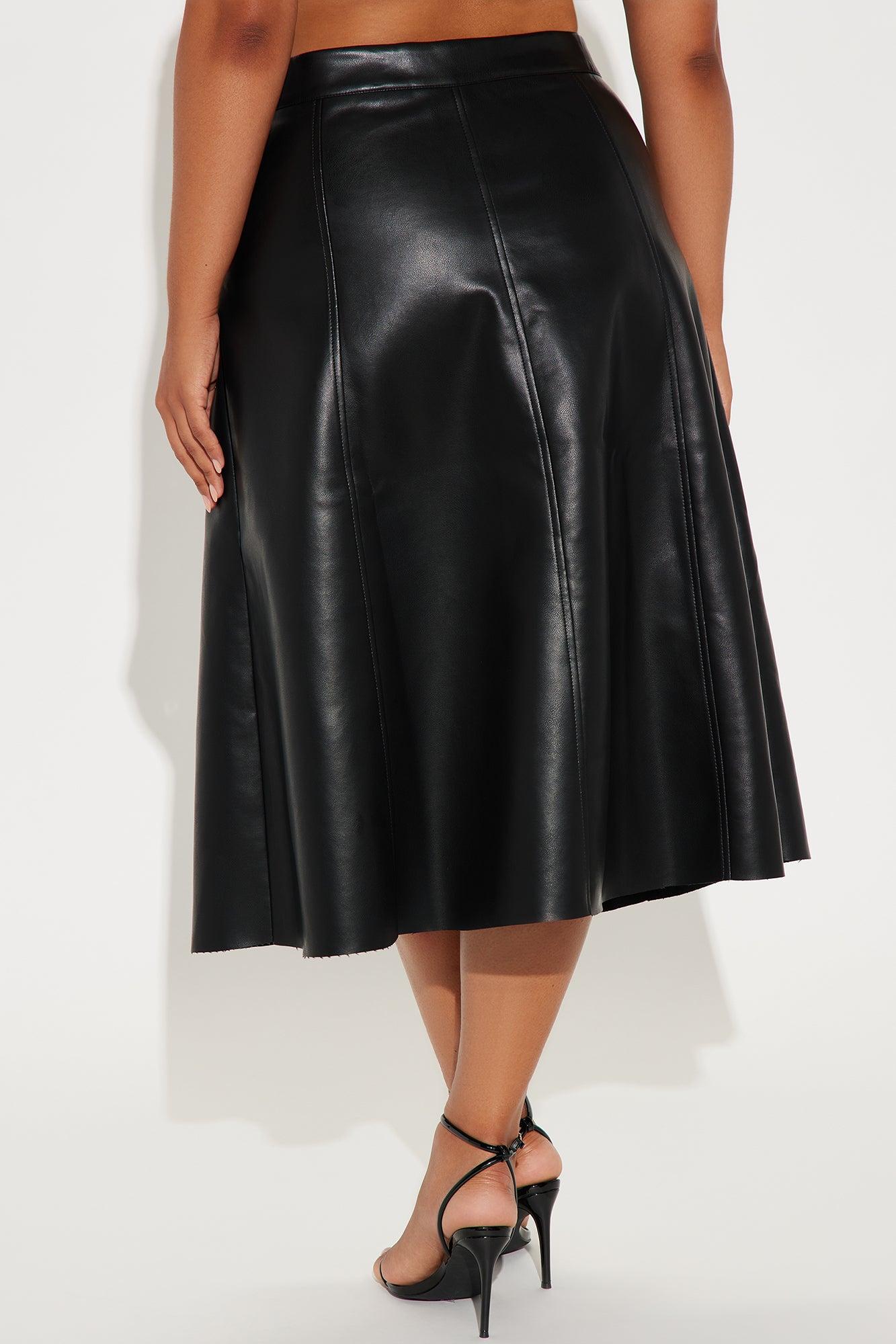 Don't Forget Faux Leather Midi Skirt - Black Product Image