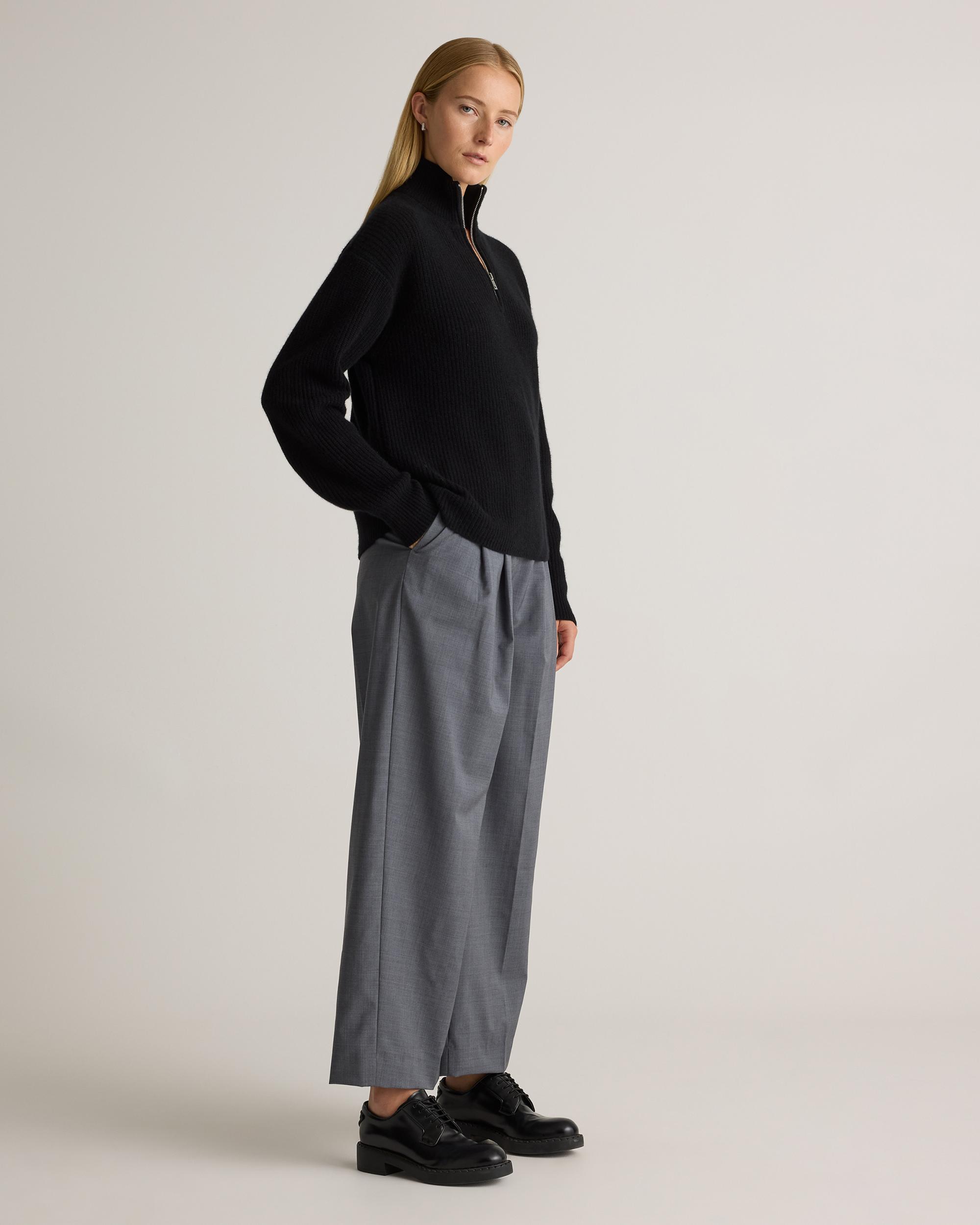 Quince | Women's Mongolian Cashmere Fisherman Quarter Zip Sweater Size XS Product Image