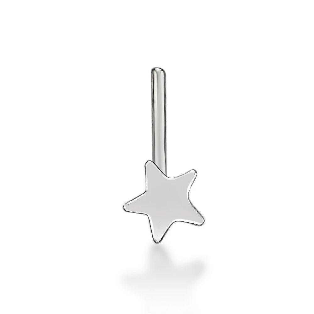 Lila Moon 14k White Gold Star L-Shaped Nose Stud, Women's Product Image