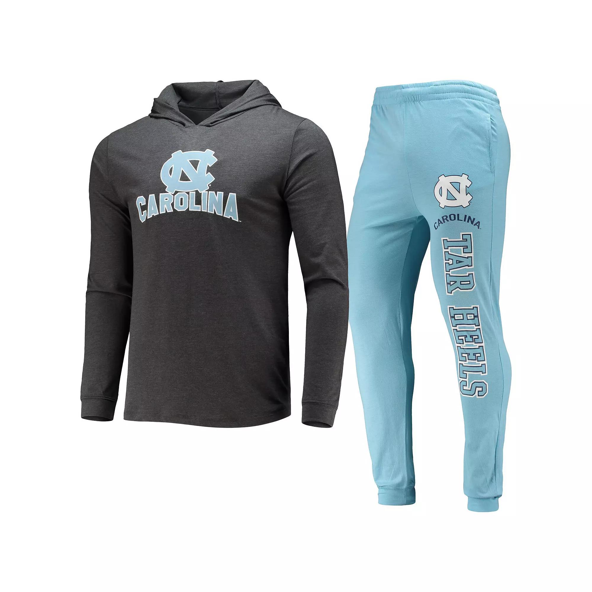 Men's Concepts Sport Carolina Blue/Charcoal North Carolina Tar Heels Meter Long Sleeve Hoodie T-Shirt & Jogger Pants Set, Size: Large, Light Product Image