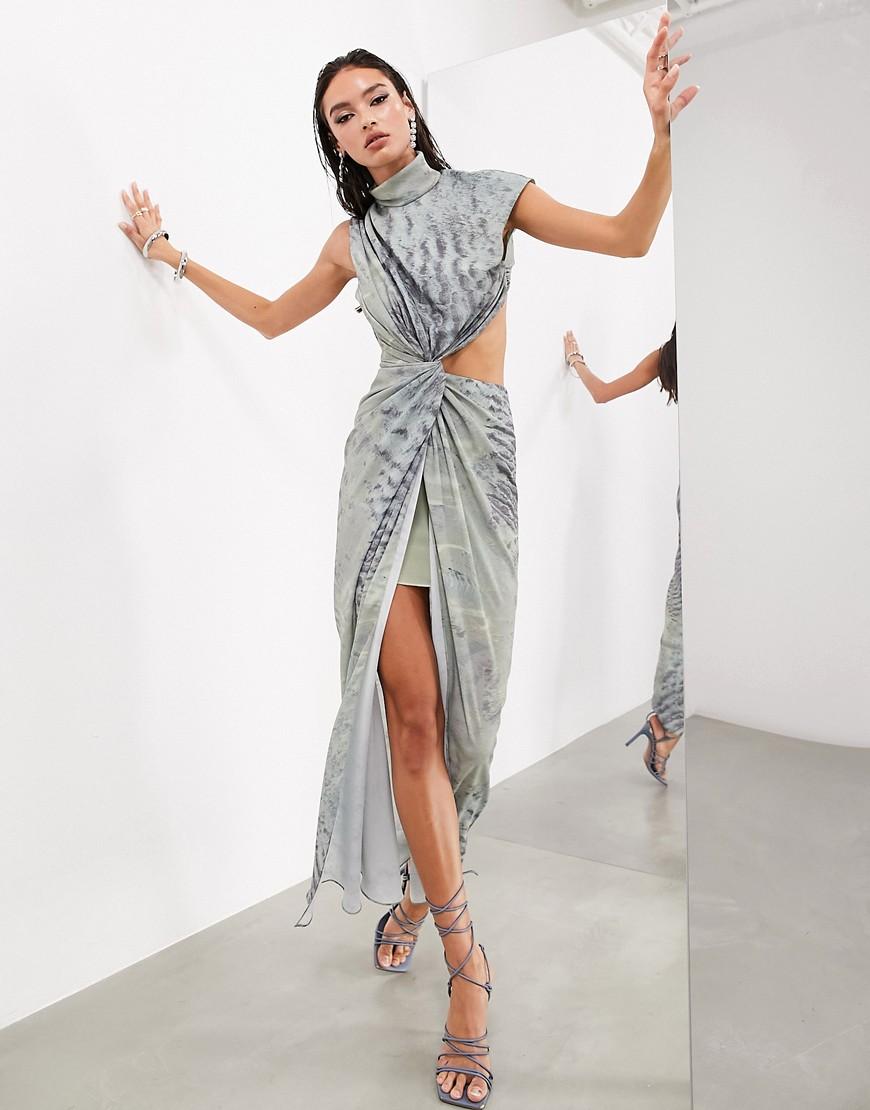 ASOS EDITION draped and slashed high neck maxi dress Product Image
