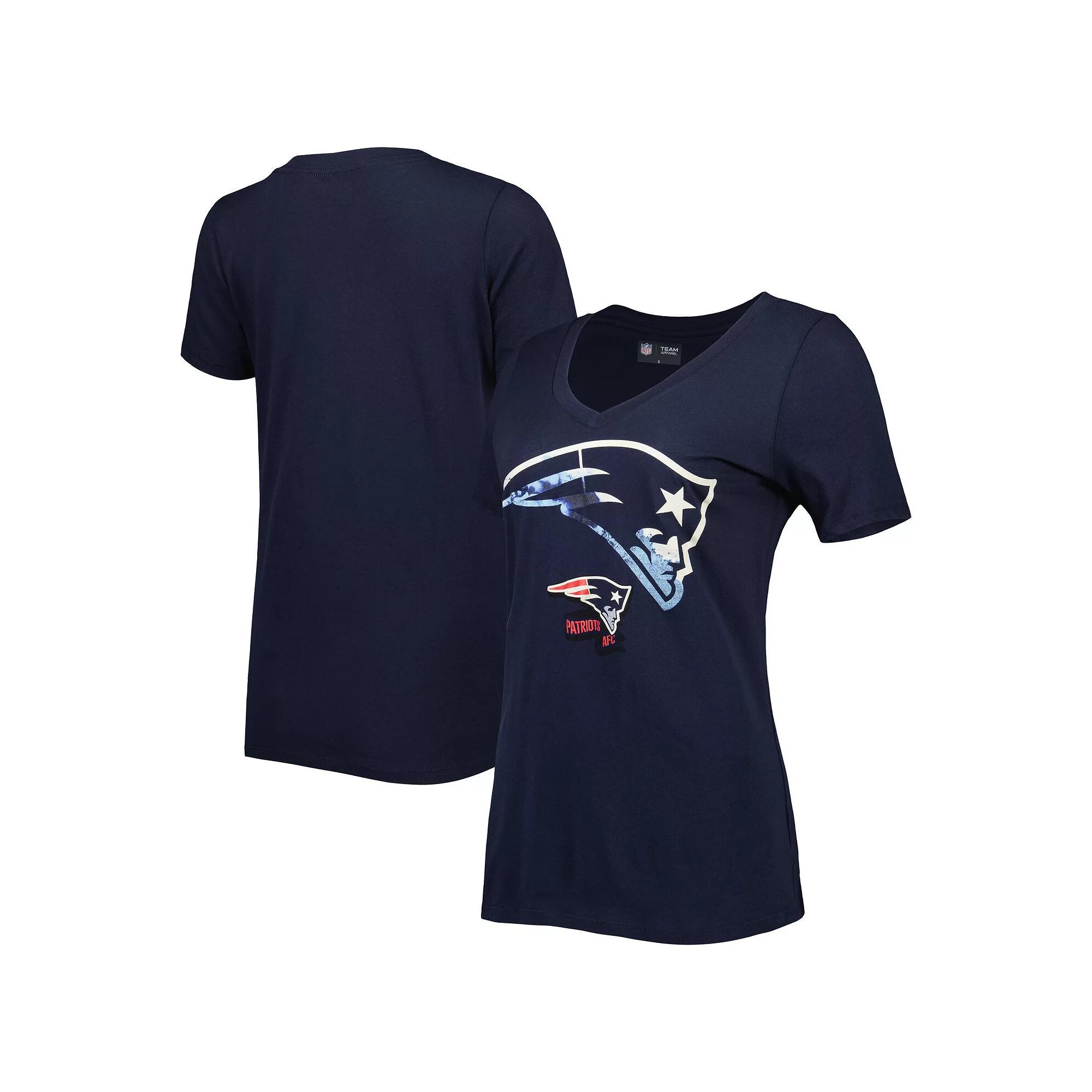 Women's New Era Navy New England Patriots Ink Dye Sideline V-Neck T-Shirt, Size: Large, Blue Product Image