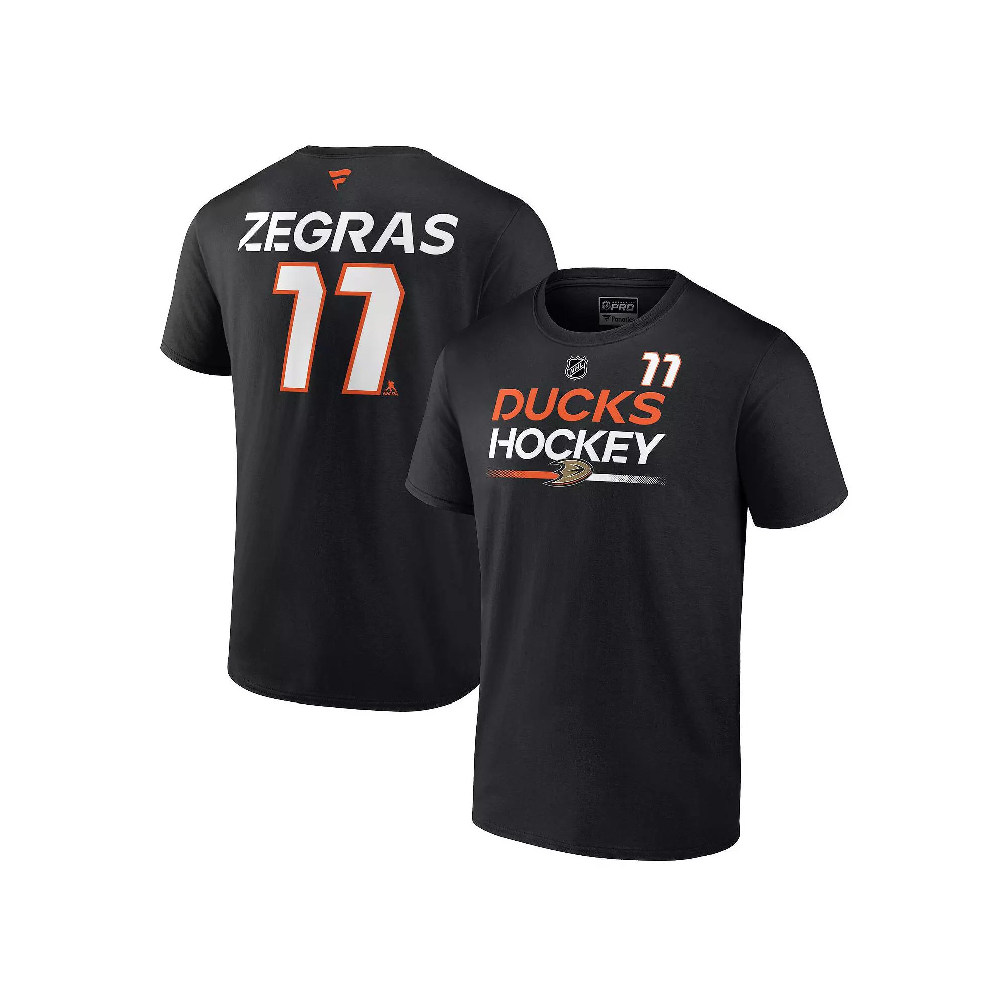Men's Fanatics Branded Trevor Zegras Black Anaheim Ducks Authentic Pro Prime Name & Number T-Shirt, Size: 2XL, Dks Black Product Image