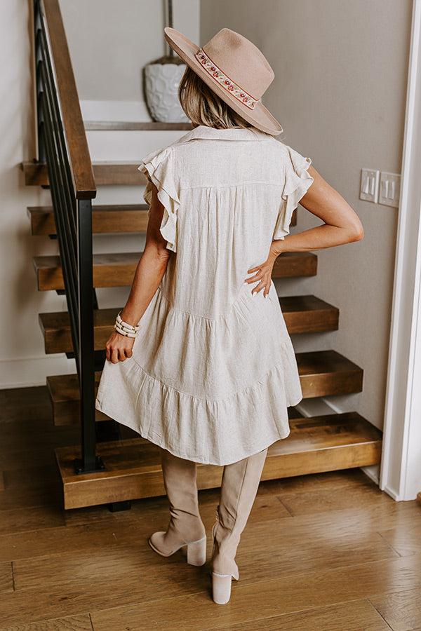 Newsworthy Style Linen-Blend Babydoll Dress In Stone Product Image