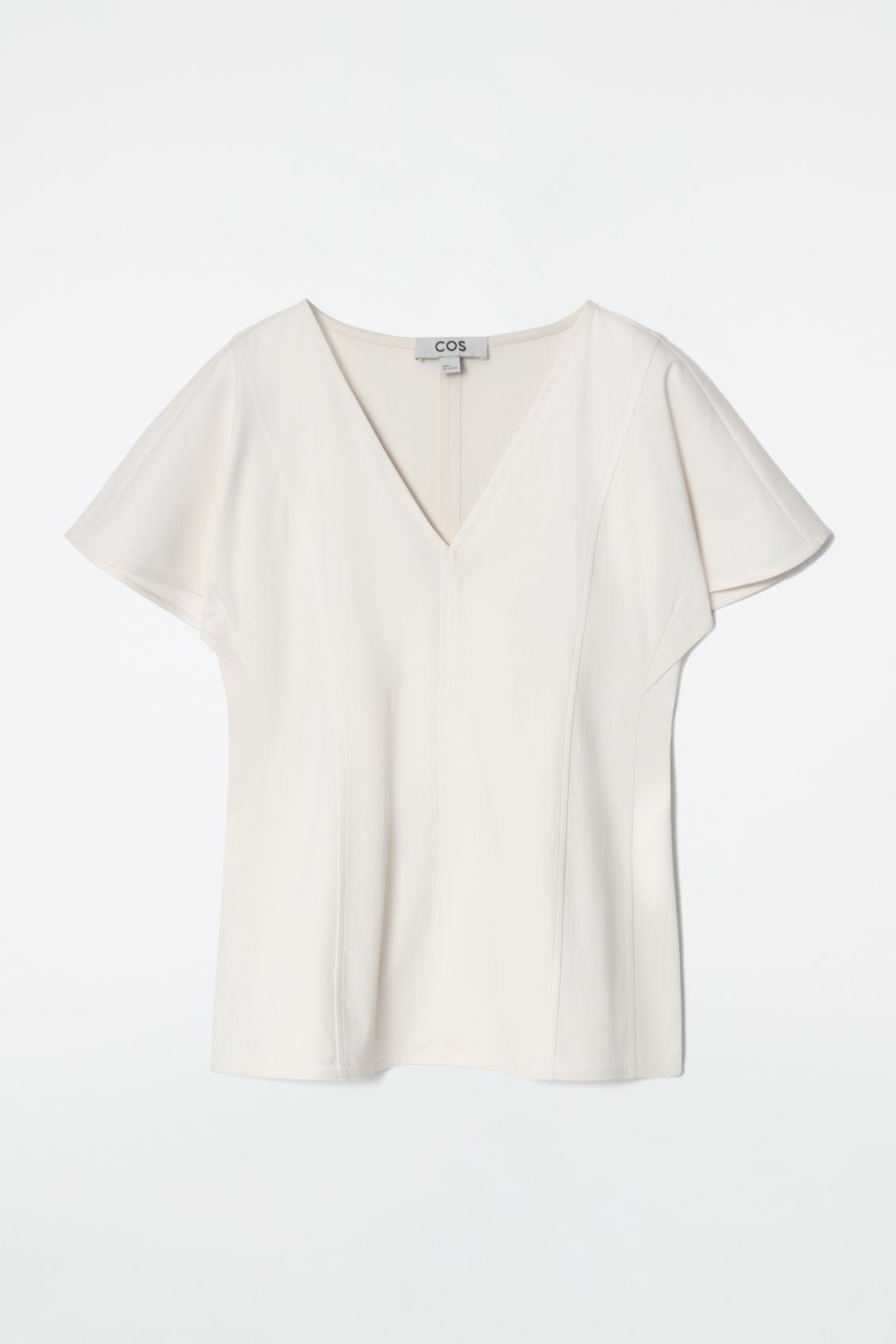 PETAL-SLEEVE COTTON TOP Product Image