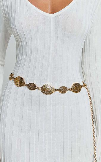 Bellerose Belt - Gold Circle Detail Chain Belt in Gold Product Image