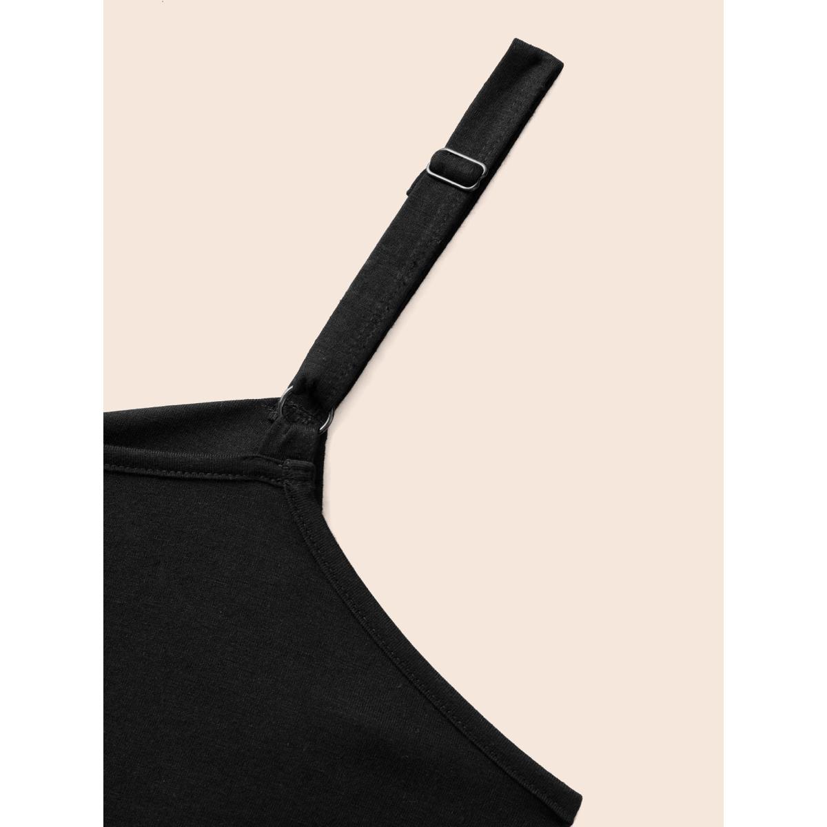 Plus Size Deep V Neck Twist Gathered Cami Top Women Black Elegant Twist Deep V-neck Everyday Tank Tops Camis BloomChic 30/6X Product Image